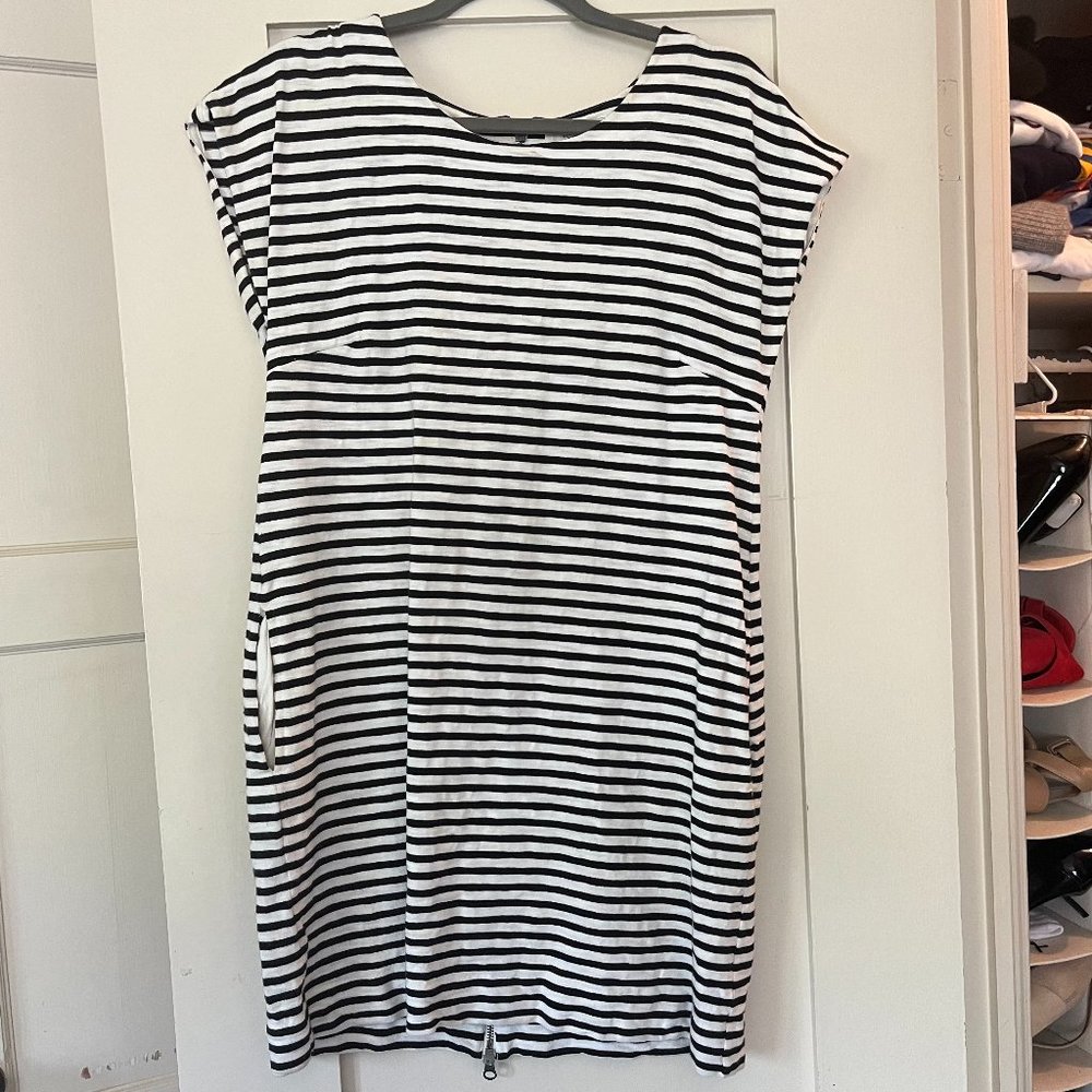 Madewell Mod Striped DBL Back Zipper Dress SZ M